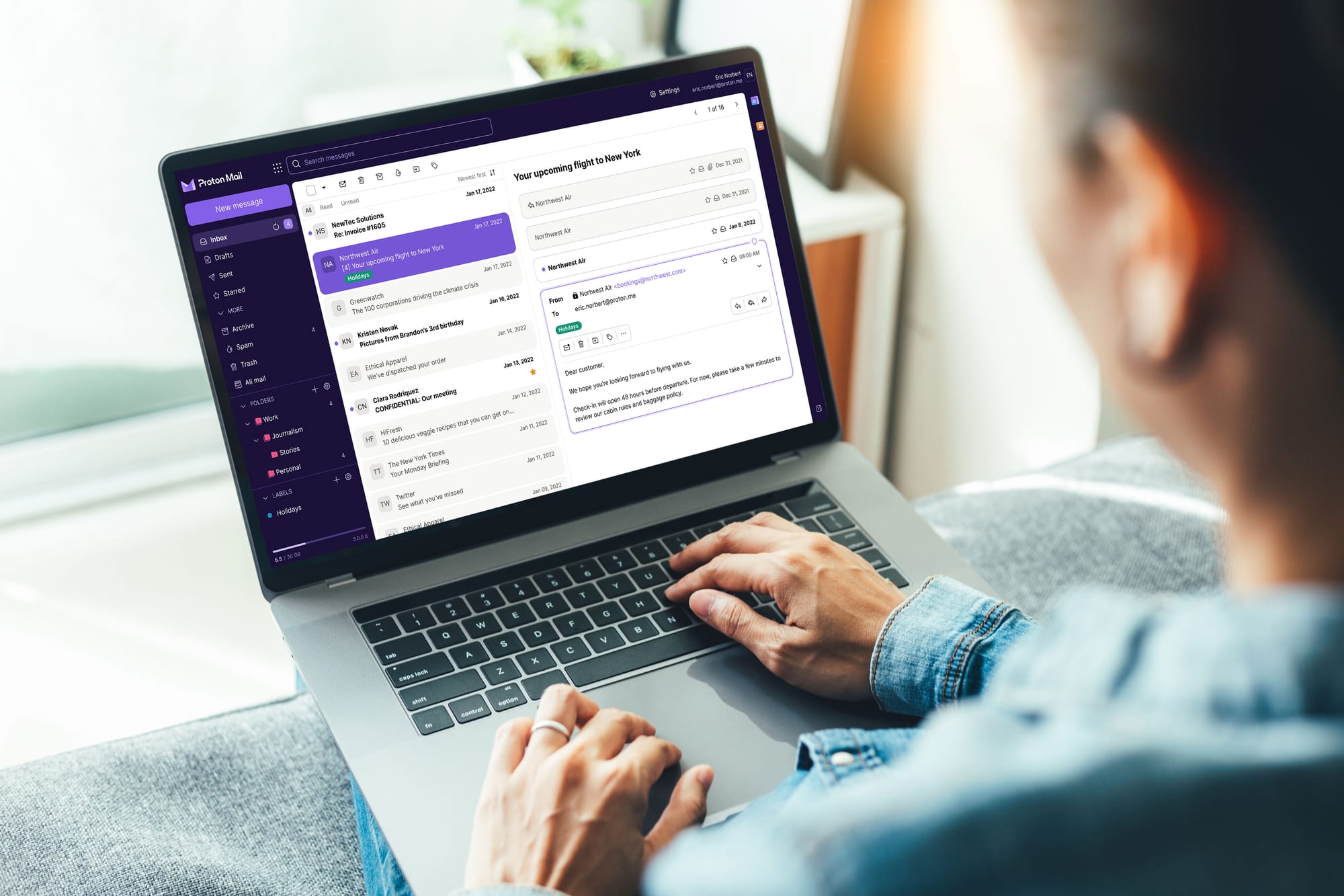 Proton Mail - Newsletters view