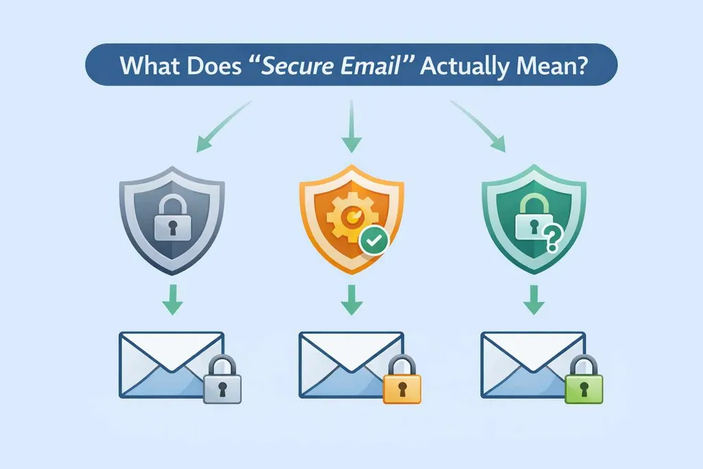 Illustration comparing encrypted email in transit with fully protected message content
