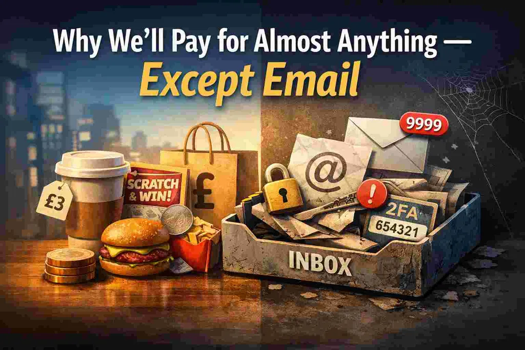 Illustration showing everyday spending contrasted with the hidden value of email.