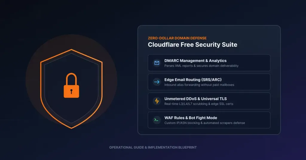 Infographic showing Cloudflare free domain and email security features