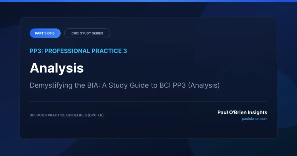 BCI GPG 7.0 PP3 Analysis study guide card title header by Paul O'Brien Insights