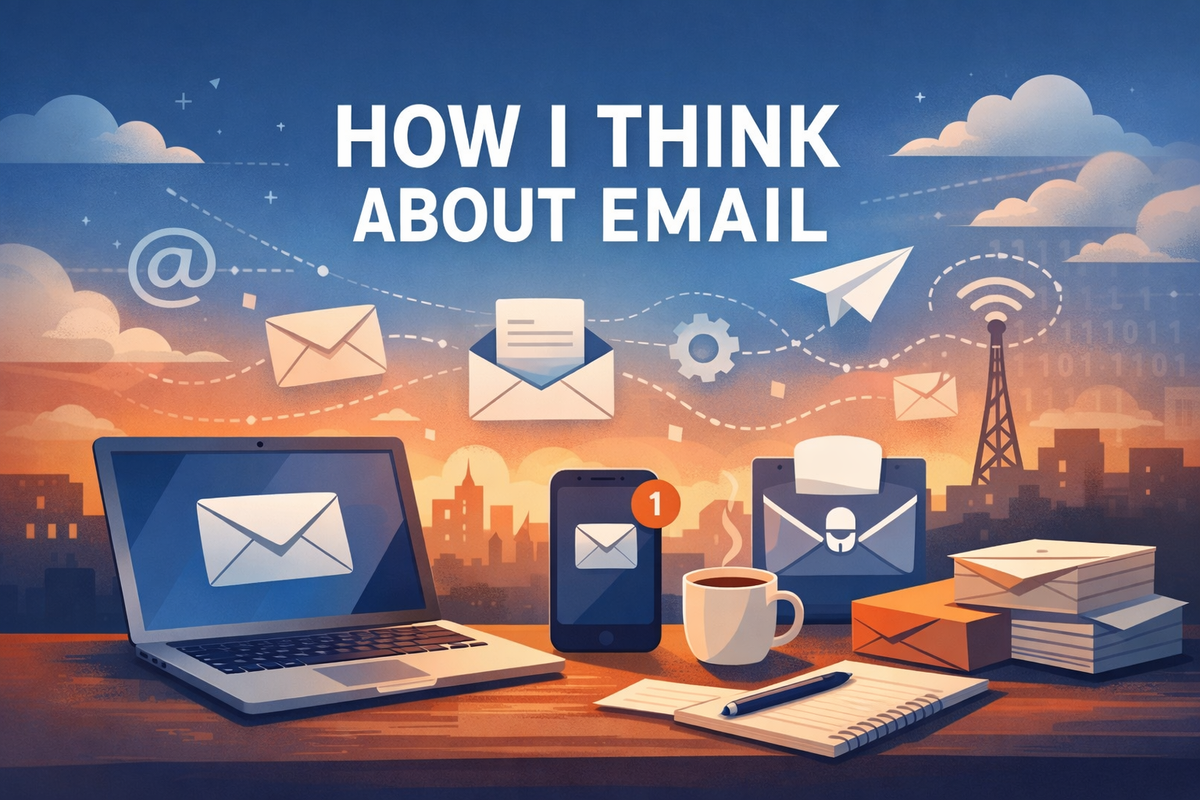 Illustration representing thoughtful, calm email use and inbox control.