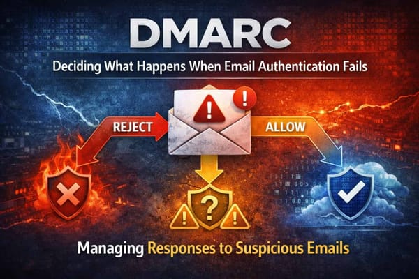 DMARC deciding what happens to email when authentication checks fail.