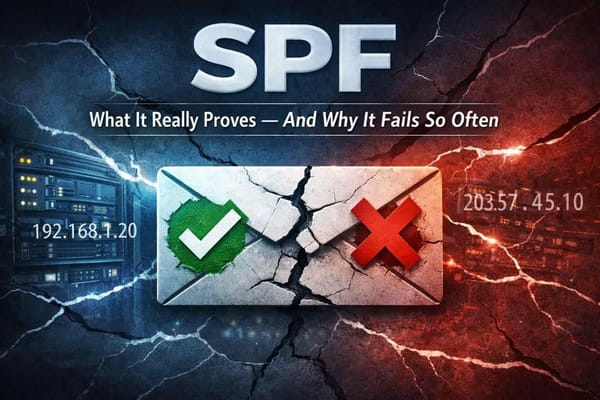 SPF authentication showing authorised servers passing and unauthorised IPs failing.