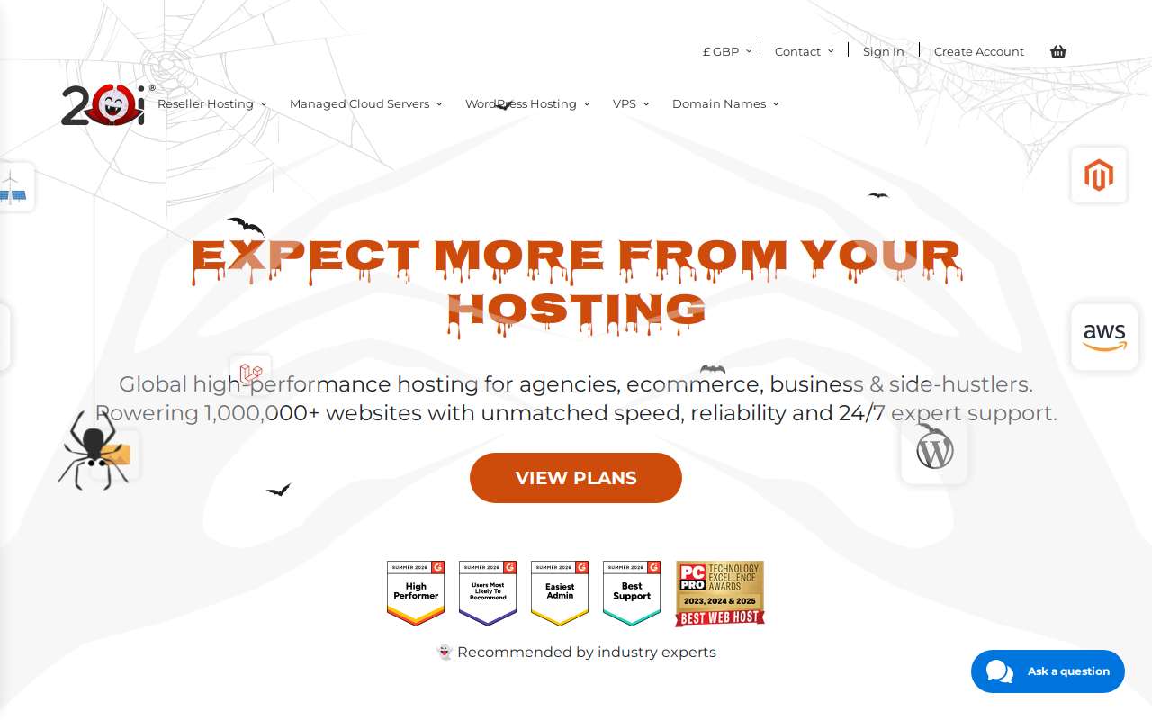 The 20i home page, as my checks saw it