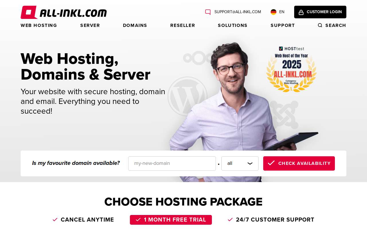 The ALL-INKL.COM home page, as my checks saw it