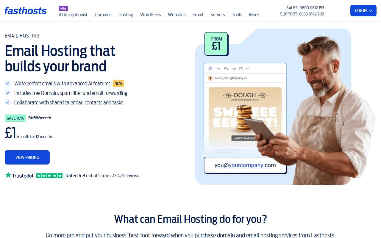 The Fasthosts home page, as my checks saw it