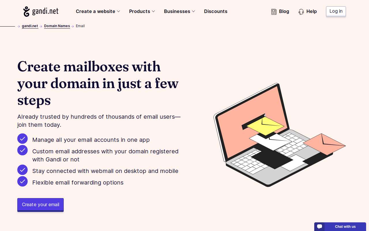 The Gandi Mail home page, as my checks saw it