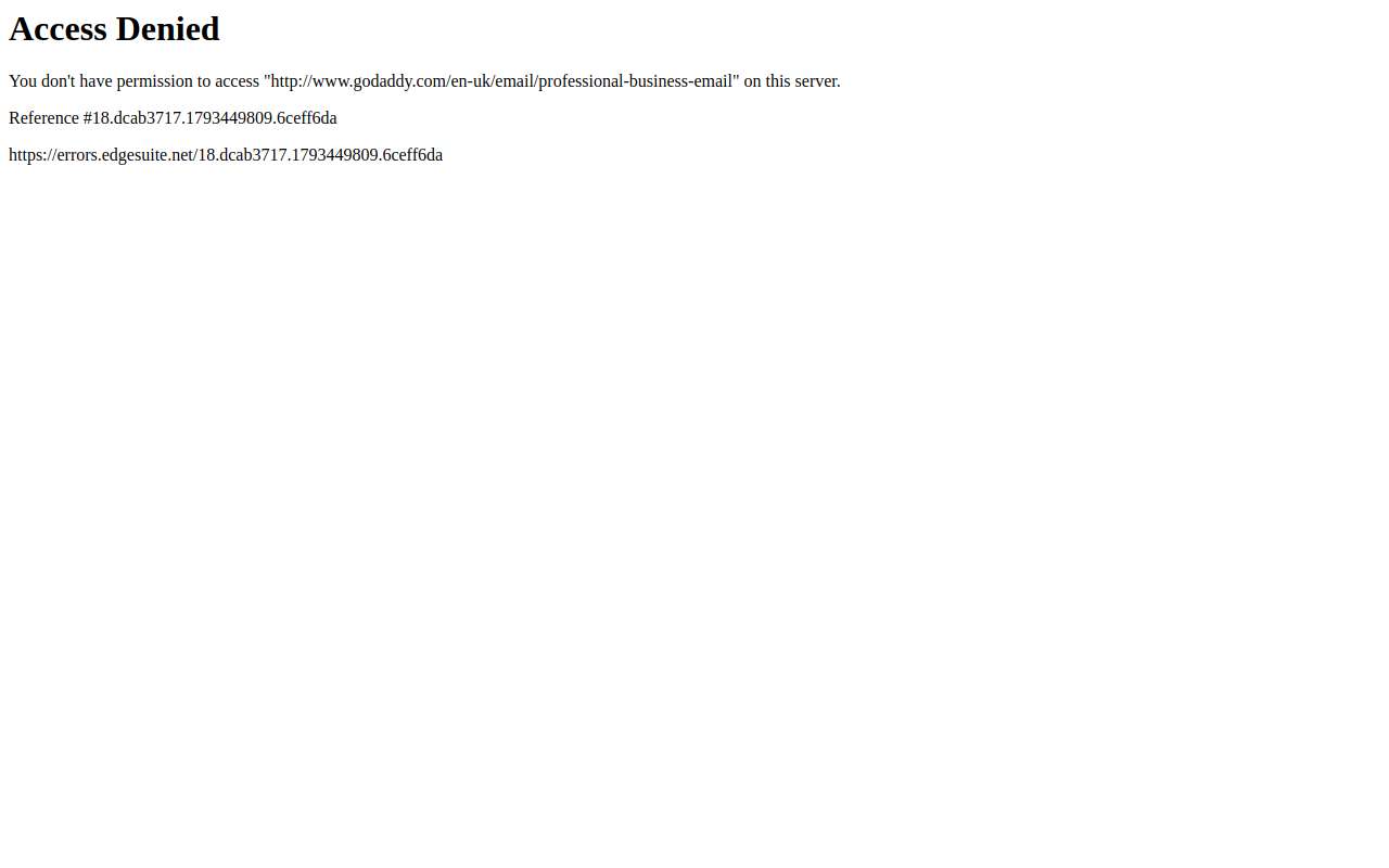 The GoDaddy Professional Email home page, as my checks saw it