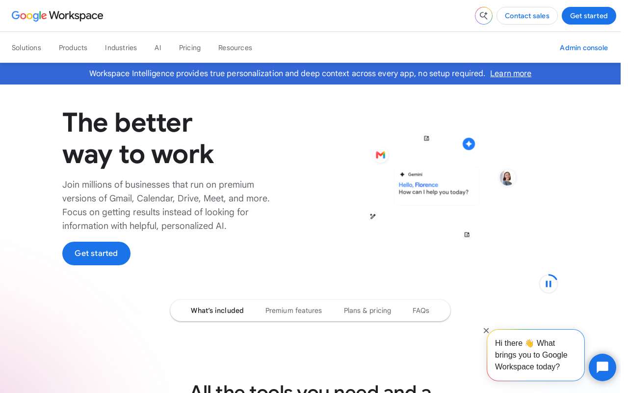The Google Workspace home page, as my checks saw it