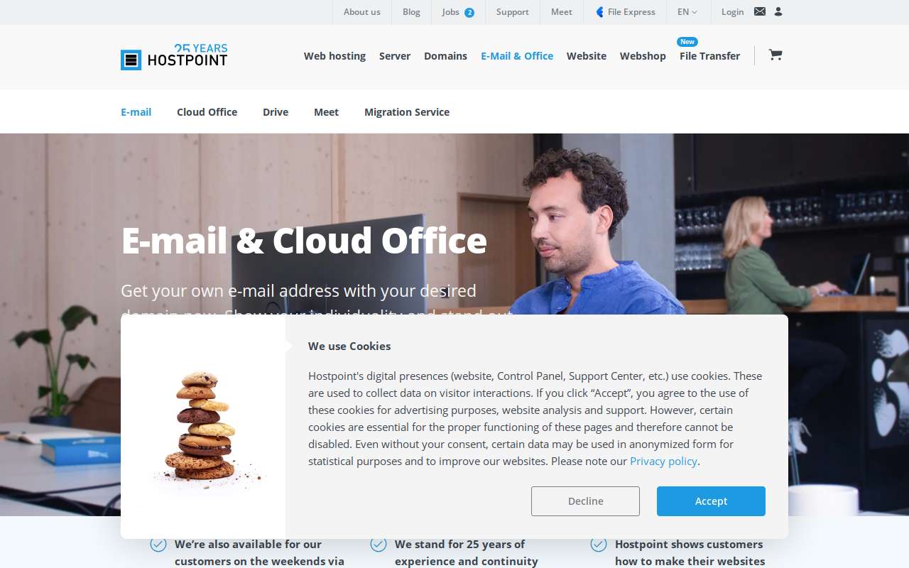 The Hostpoint home page, as my checks saw it