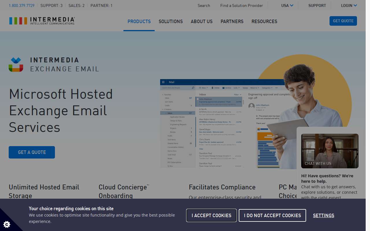 The Intermedia Exchange home page, as my checks saw it