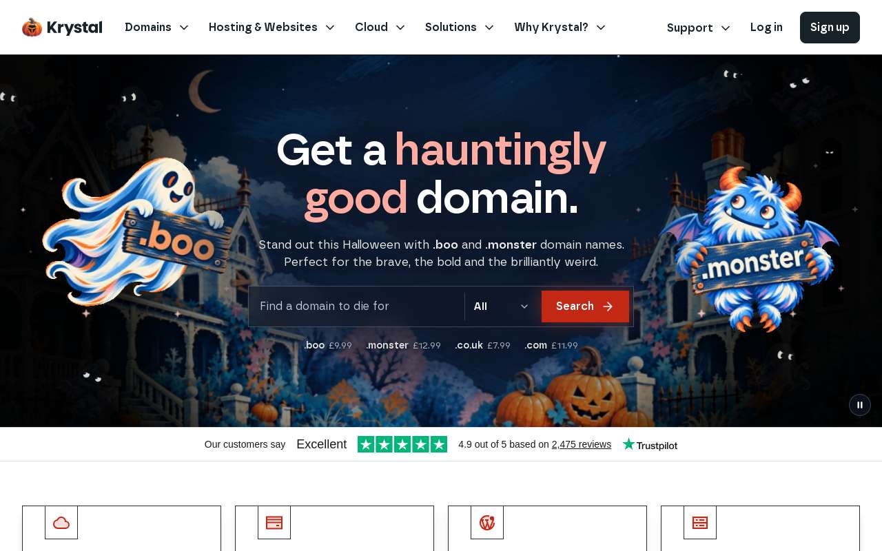 The Krystal home page, as my checks saw it