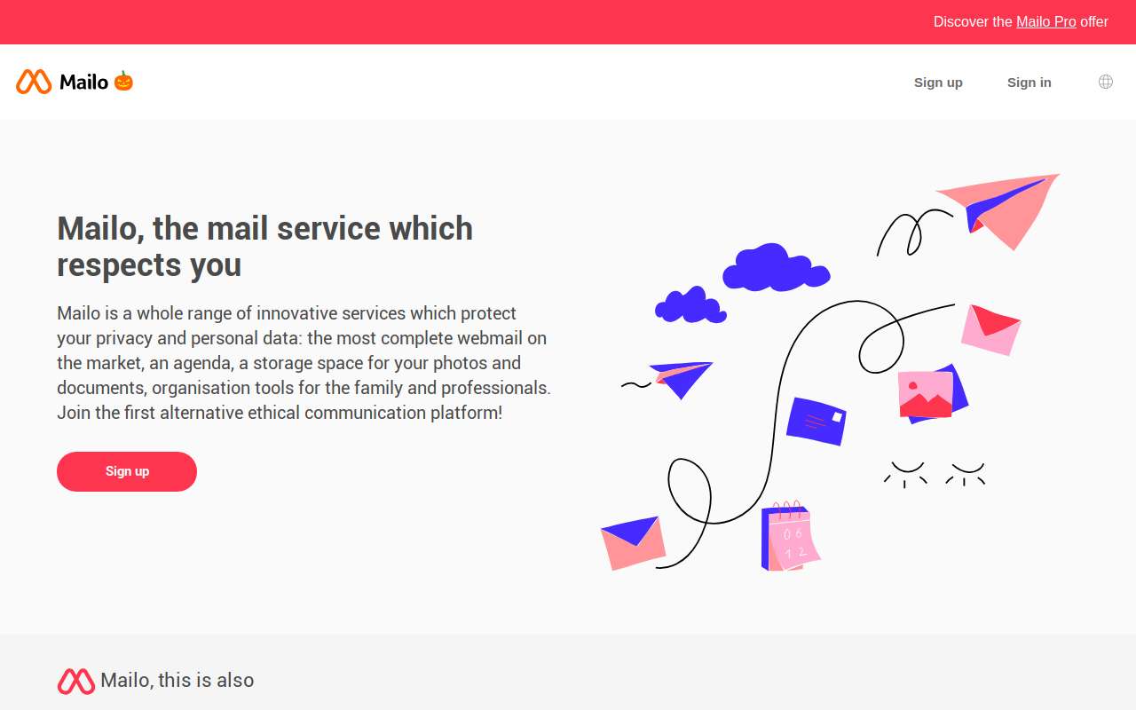 The Mailo home page, as my checks saw it