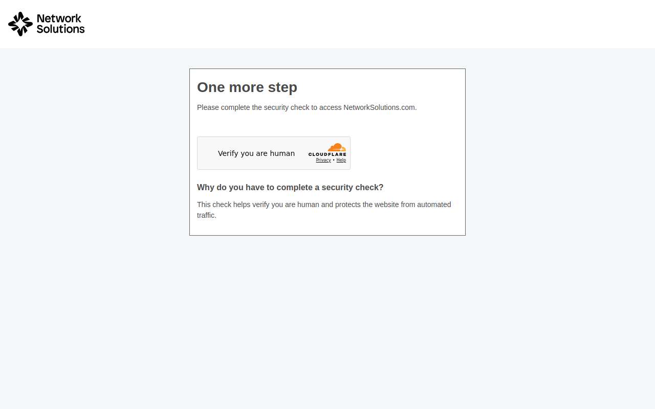 The Network Solutions home page, as my checks saw it