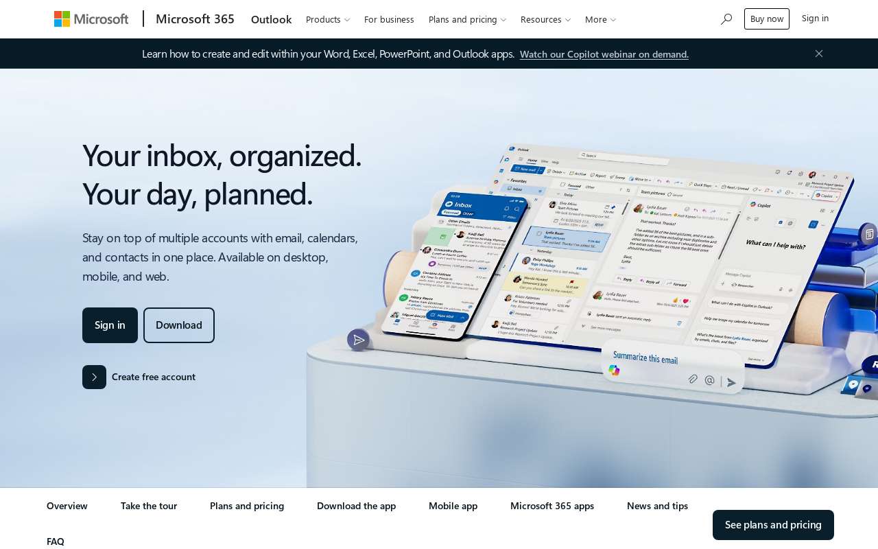 The Outlook.com home page, as my checks saw it