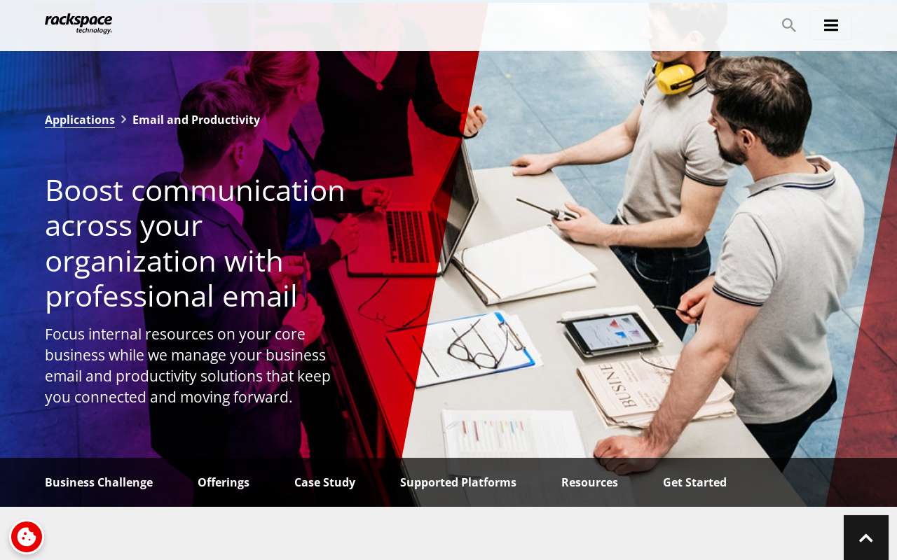 The Rackspace Email home page, as my checks saw it