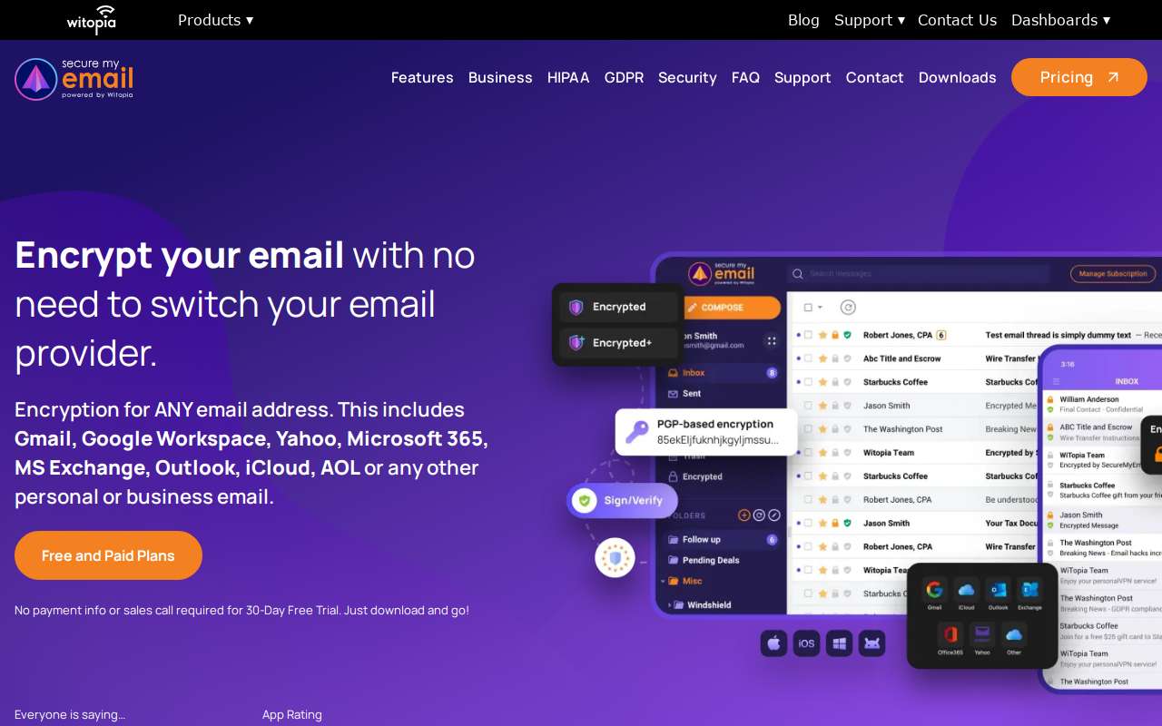 The SecureMyEmail home page, as my checks saw it