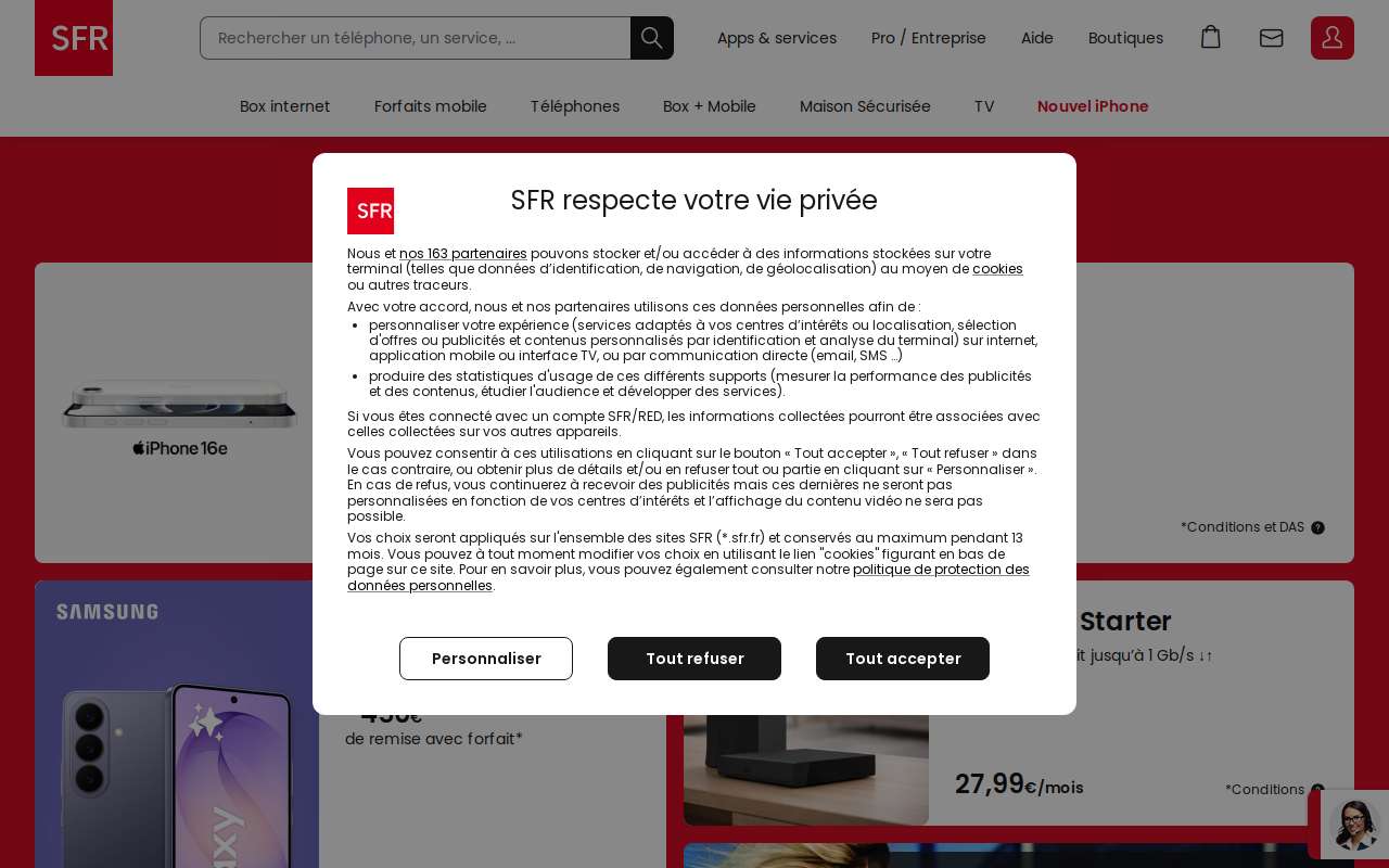 The SFR Mail home page, as my checks saw it