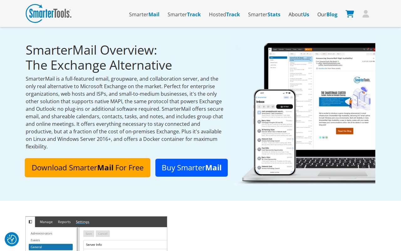 The SmarterMail home page, as my checks saw it