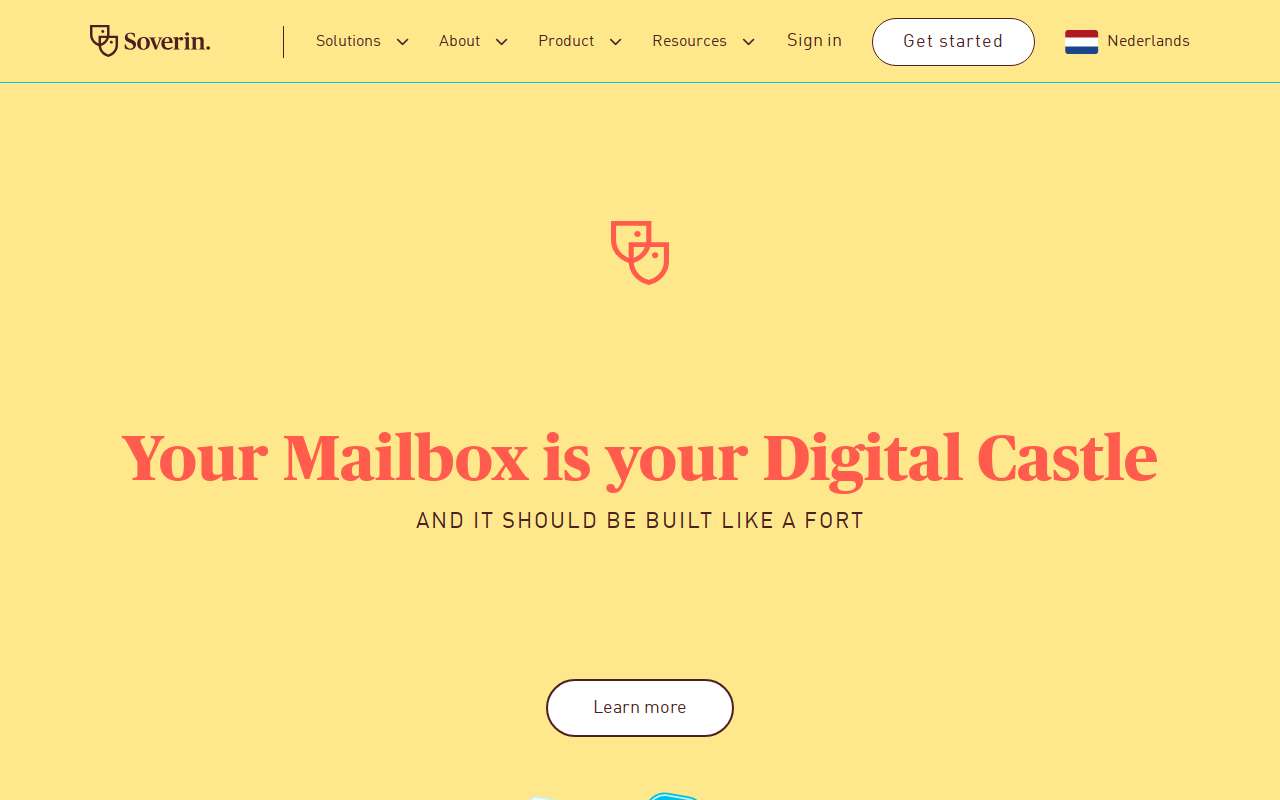 The Soverin home page, as my checks saw it