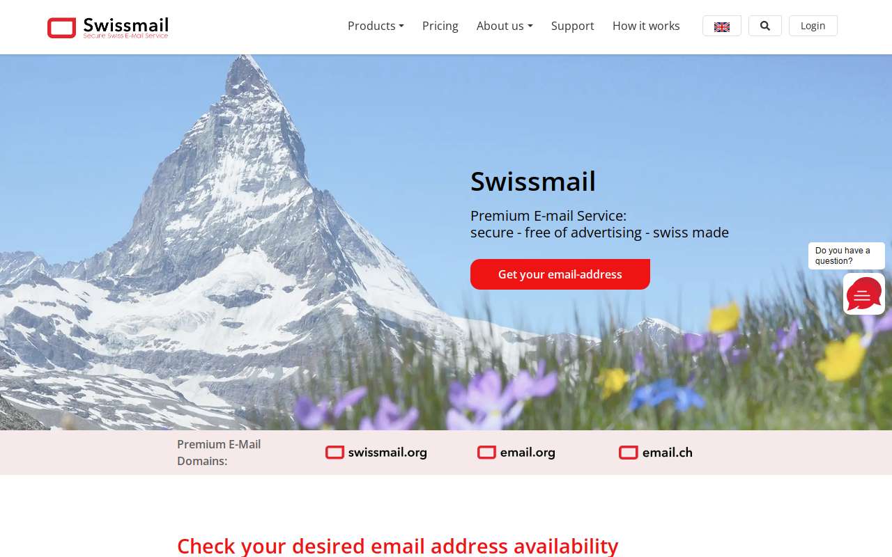 The Swissmail home page, as my checks saw it