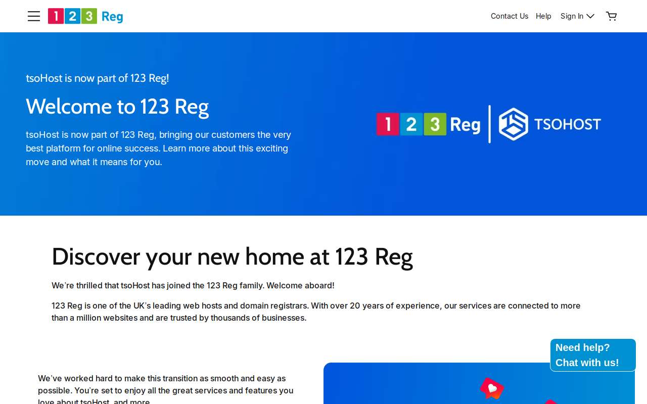 The tsoHost home page, as my checks saw it