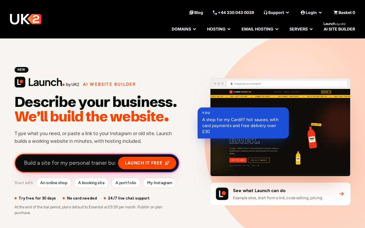 The UK2 home page, as my checks saw it