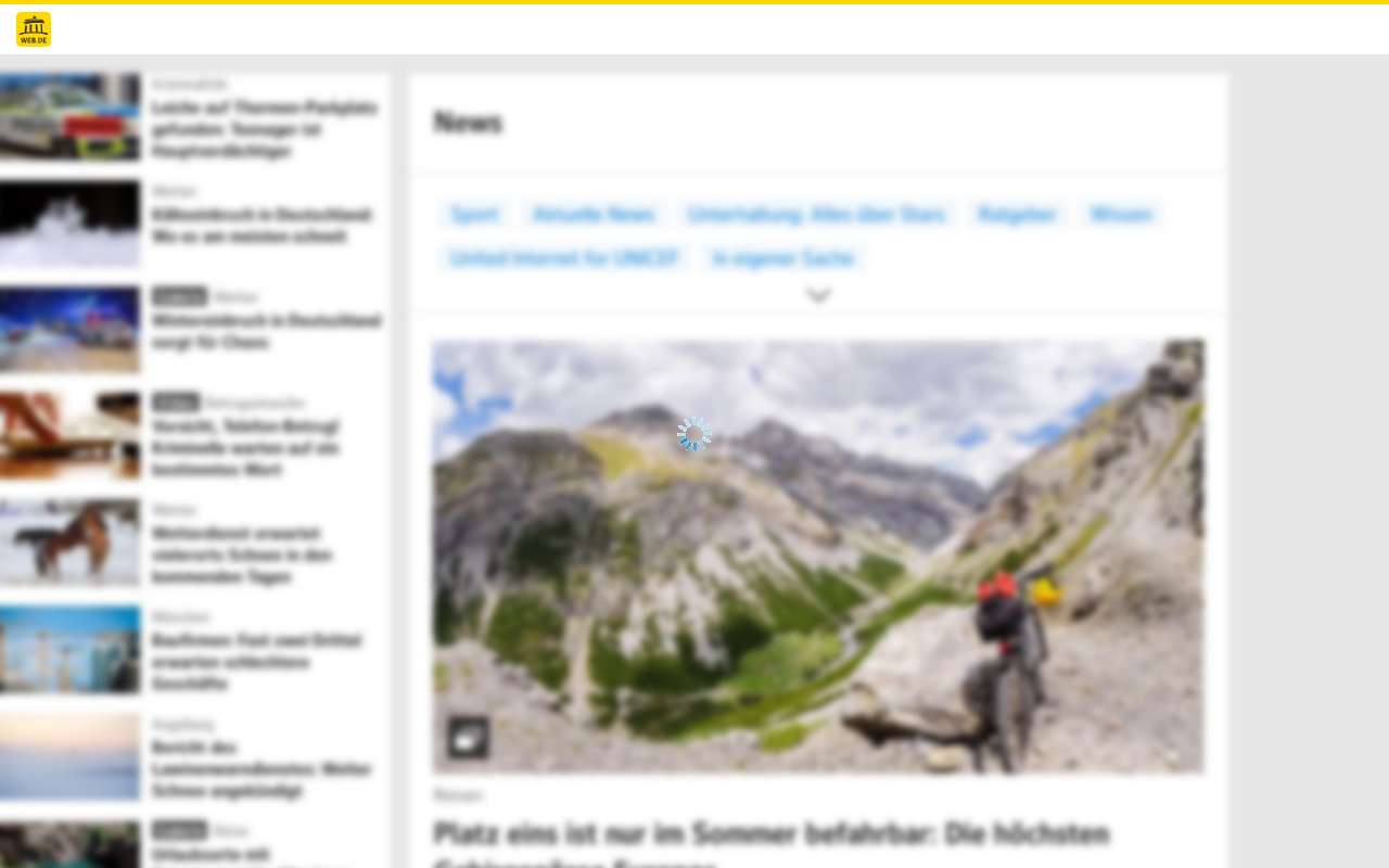 The WEB.DE home page, as my checks saw it