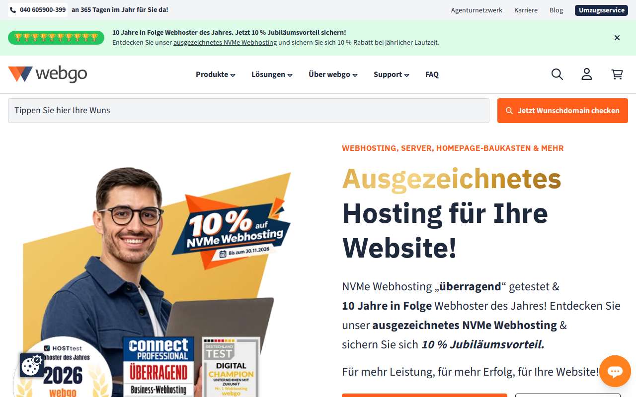 The webgo home page, as my checks saw it