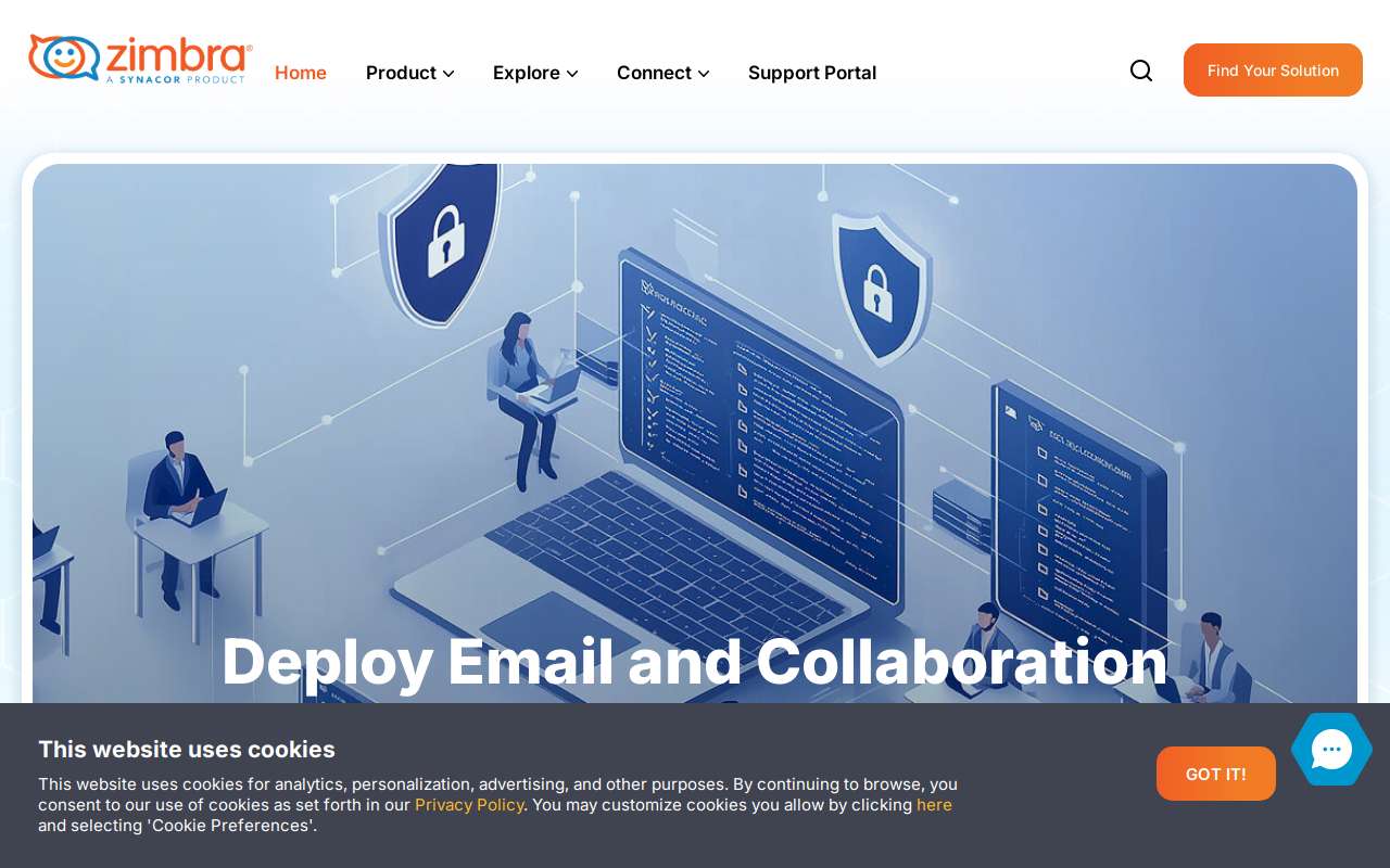The Zimbra home page, as my checks saw it